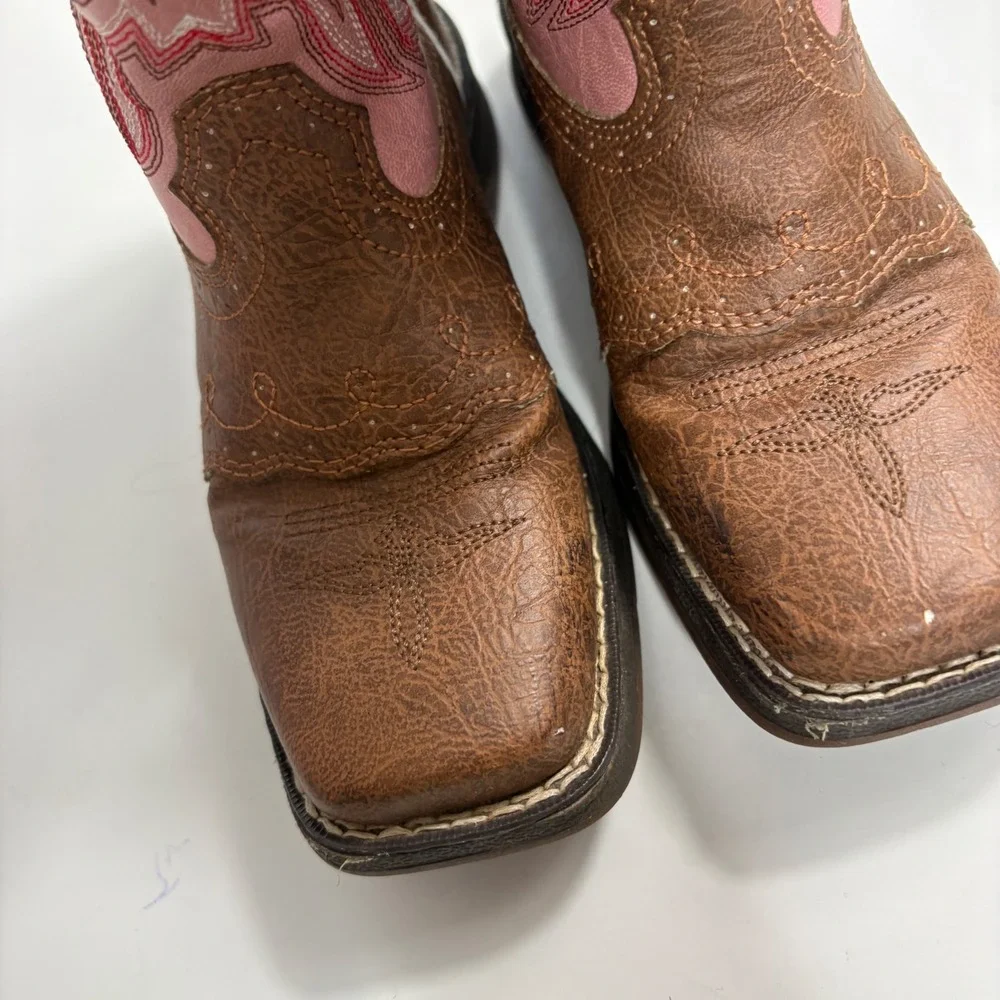 Durango Lil Rebel Little Kids Western Boot Tan Pink  Sz 13